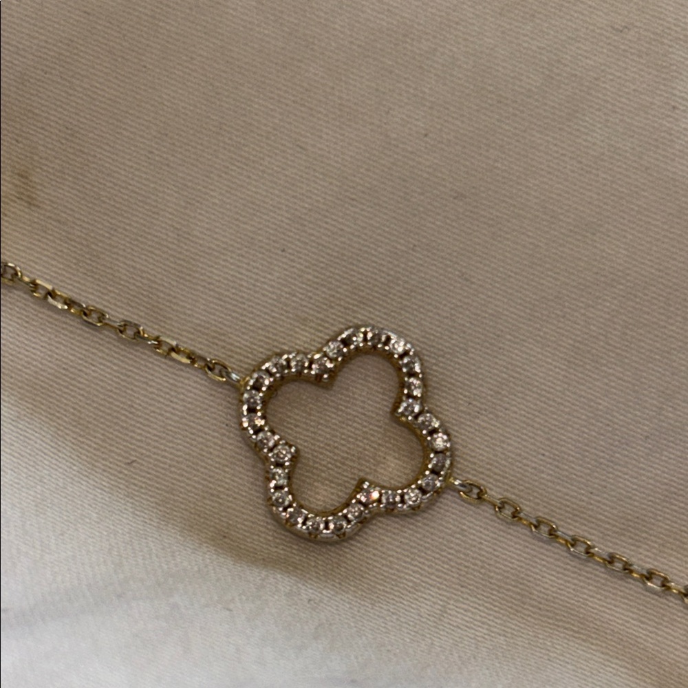 Vintage open gem 5 leaf clover 925 clasp bracelet - Picture 11 of 11